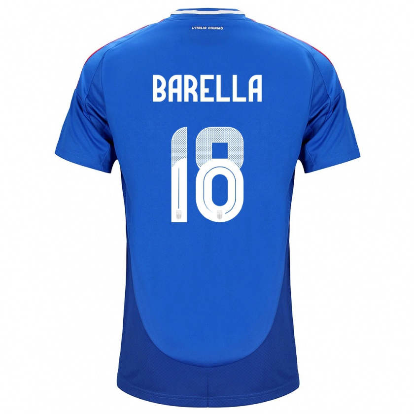 Kandiny Niño Camiseta Italia Nicolò Barella #18 Azul 1ª Equipación 24-26 La Camisa Chile