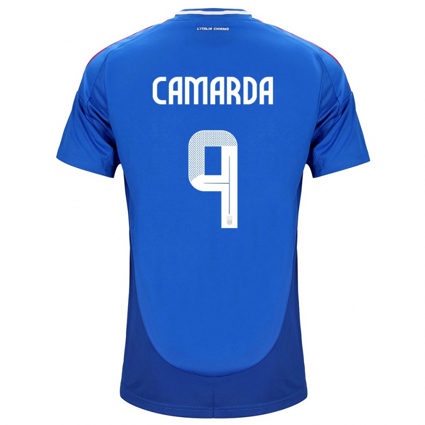 Kandiny Niño Camiseta Italia Francesco Camarda #9 Azul 1ª Equipación 24-26 La Camisa Chile