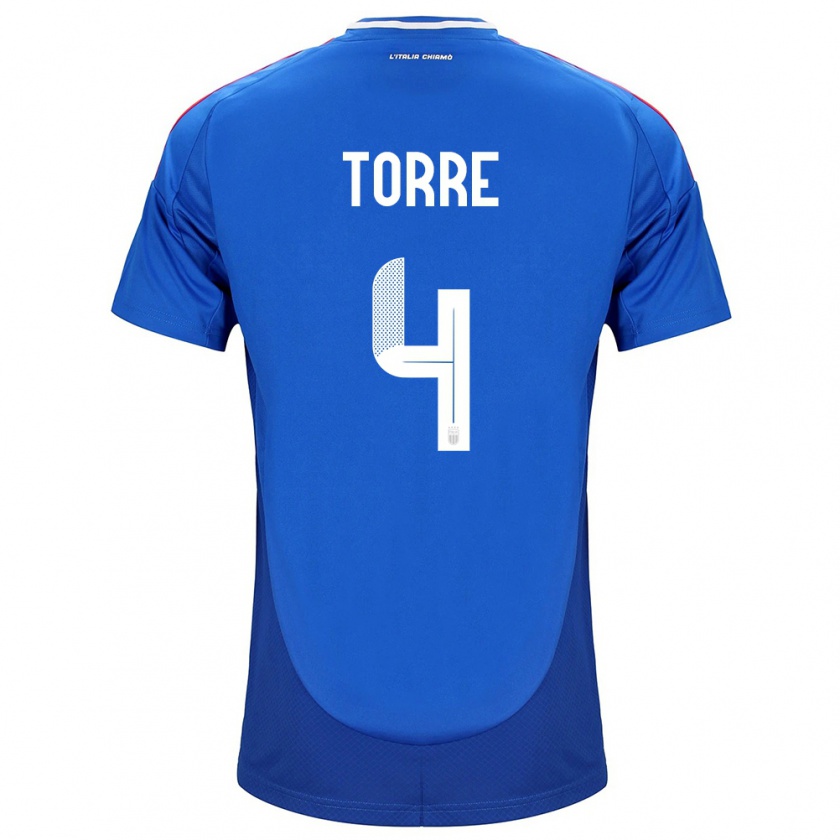 Kandiny Niño Camiseta Italia Pietro La Torre #4 Azul 1ª Equipación 24-26 La Camisa Chile