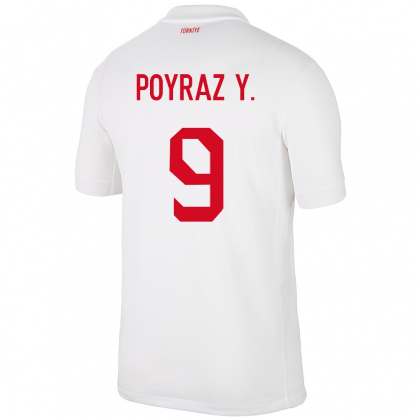 Kandiny Niño Camiseta Turquía Poyraz Yıldırım #9 Blanco 1ª Equipación 24-26 La Camisa Chile