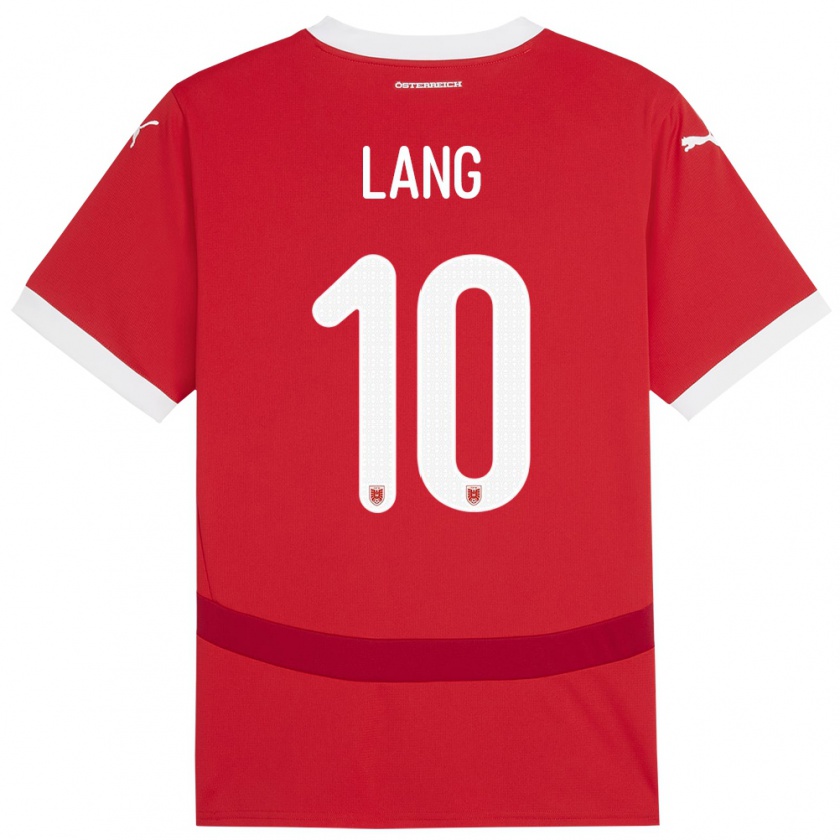 Kandiny Niño Camiseta Austria Christoph Lang #10 Rojo 1ª Equipación 24-26 La Camisa Chile