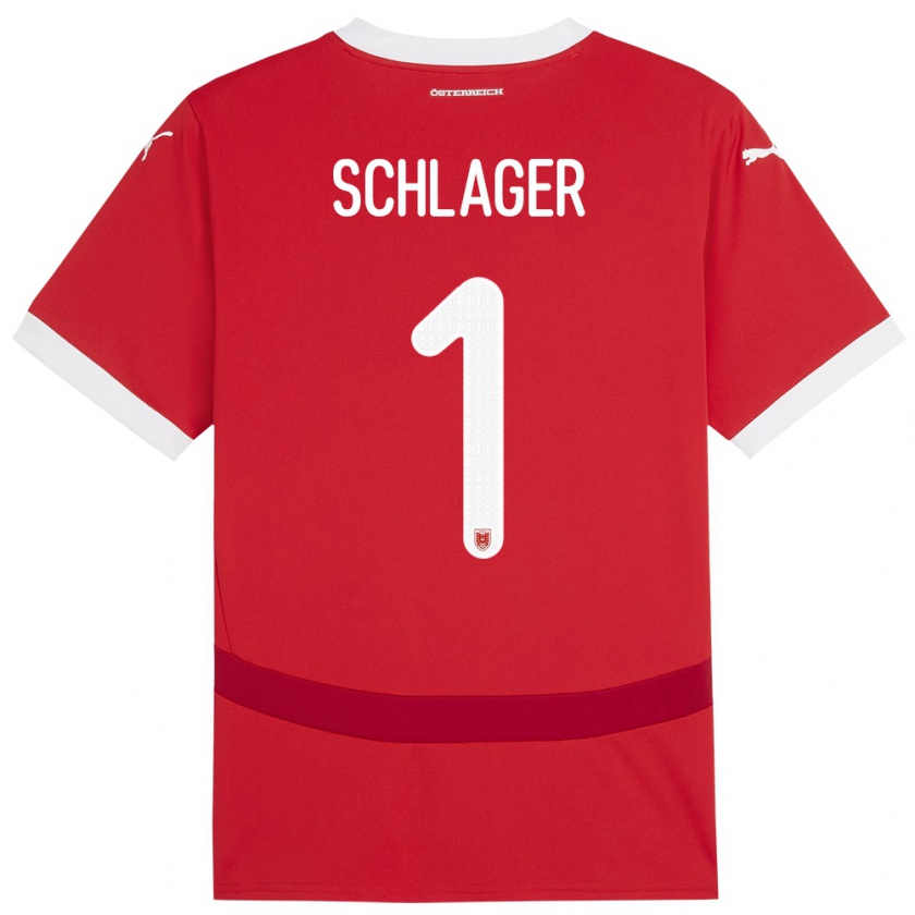 Kandiny Niño Camiseta Austria Alexander Schlager #1 Rojo 1ª Equipación 24-26 La Camisa Chile