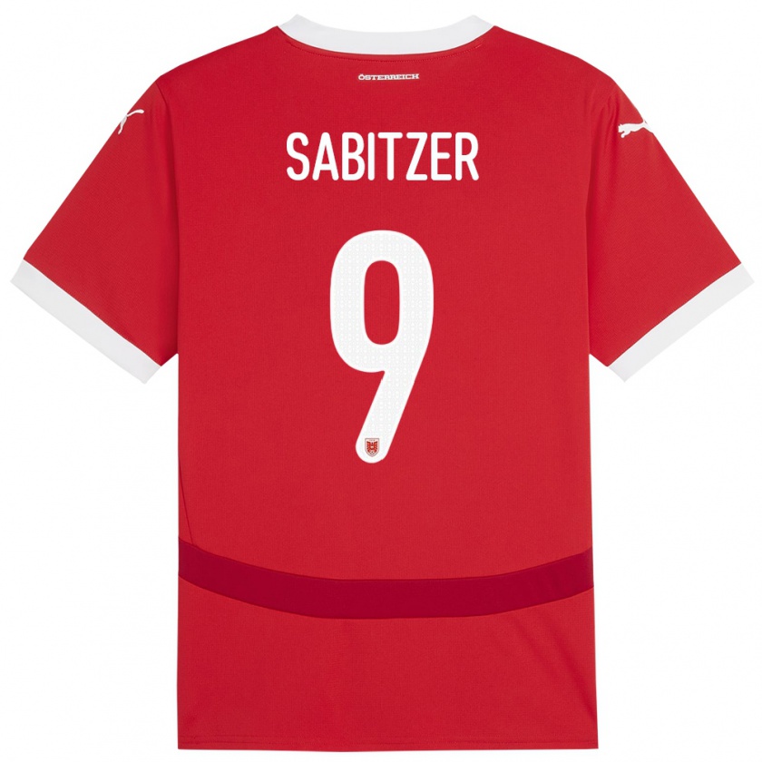 Kandiny Niño Camiseta Austria Marcel Sabitzer #9 Rojo 1ª Equipación 24-26 La Camisa Chile