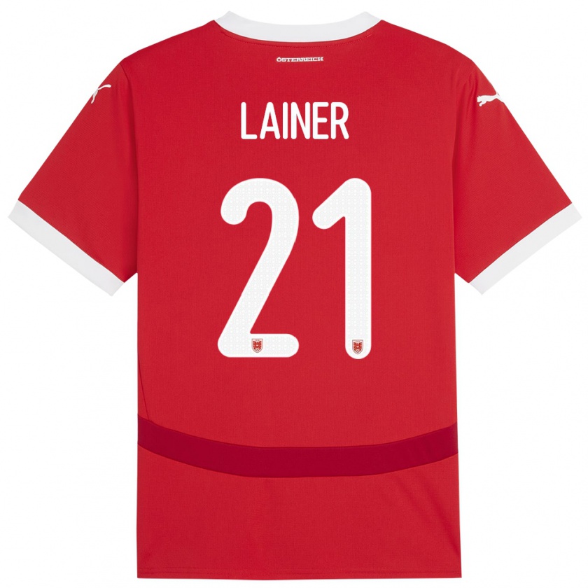 Kandiny Niño Camiseta Austria Stefan Lainer #21 Rojo 1ª Equipación 24-26 La Camisa Chile