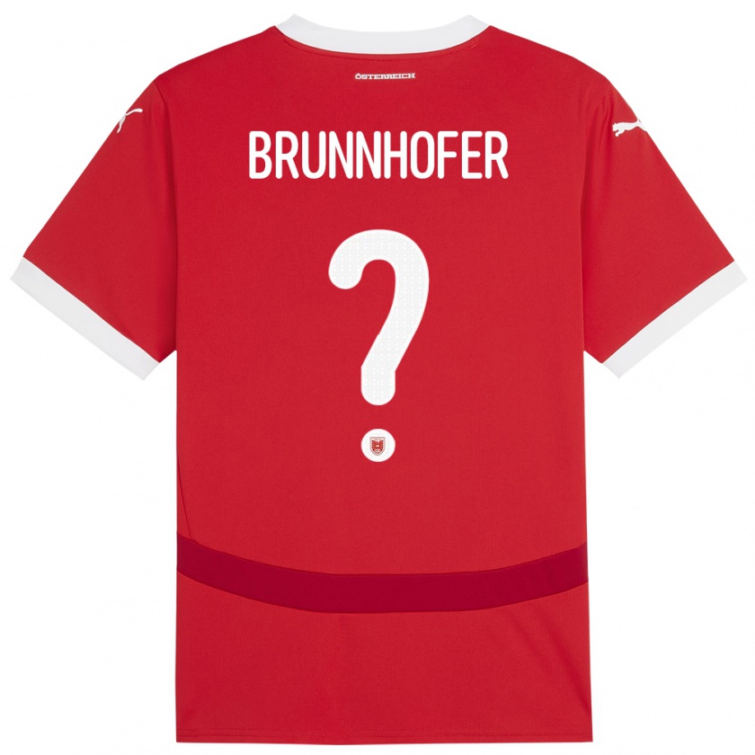 Kandiny Niño Camiseta Austria Jakob Brunnhofer #0 Rojo 1ª Equipación 24-26 La Camisa Chile