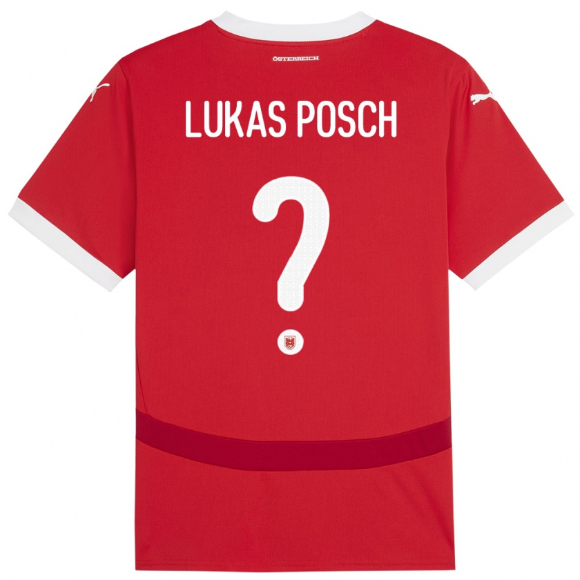 Kandiny Niño Camiseta Austria Lukas Posch #0 Rojo 1ª Equipación 24-26 La Camisa Chile