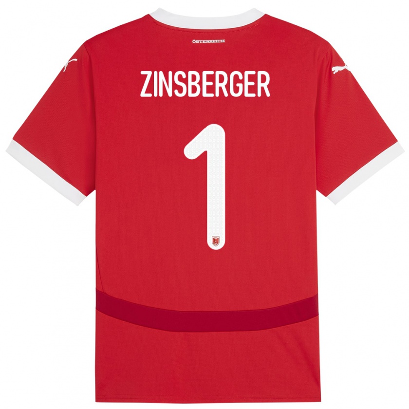 Kandiny Niño Camiseta Austria Manuela Zinsberger #1 Rojo 1ª Equipación 24-26 La Camisa Chile