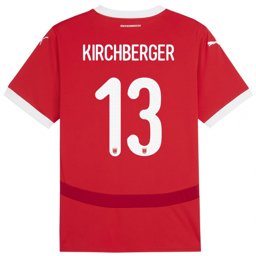 Kandiny Niño Camiseta Austria Virginia Kirchberger #13 Rojo 1ª Equipación 24-26 La Camisa Chile