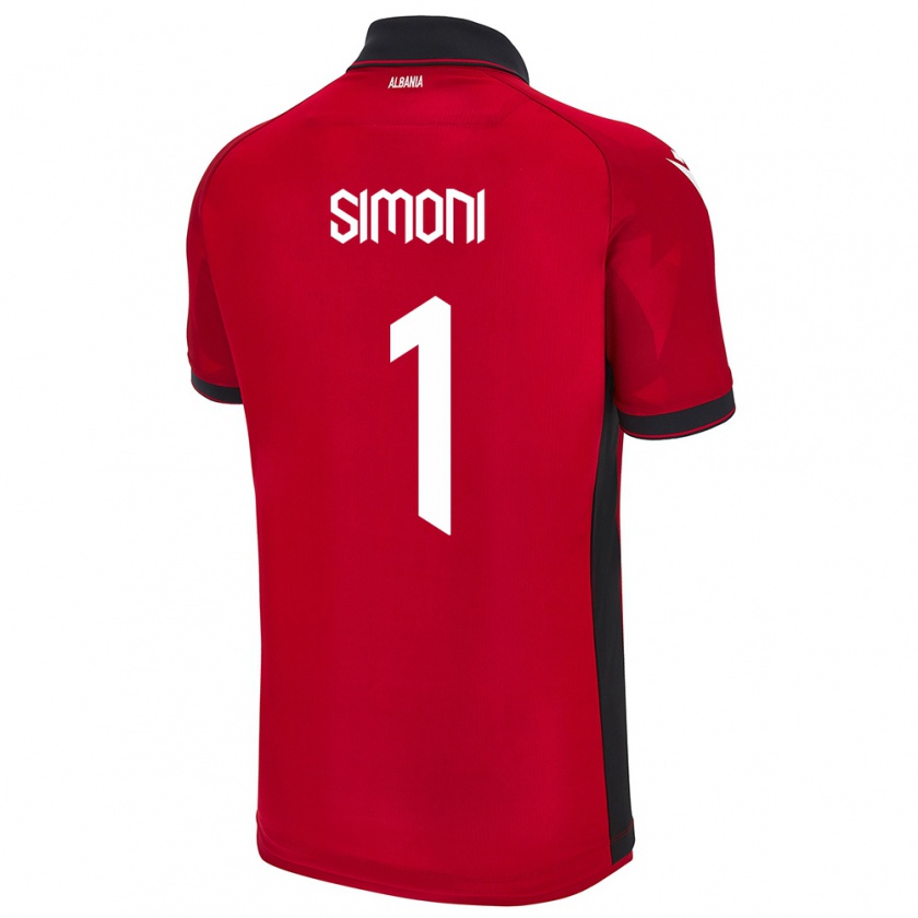 Kandiny Niño Camiseta Albania Simon Simoni #1 Rojo 1ª Equipación 24-26 La Camisa Chile