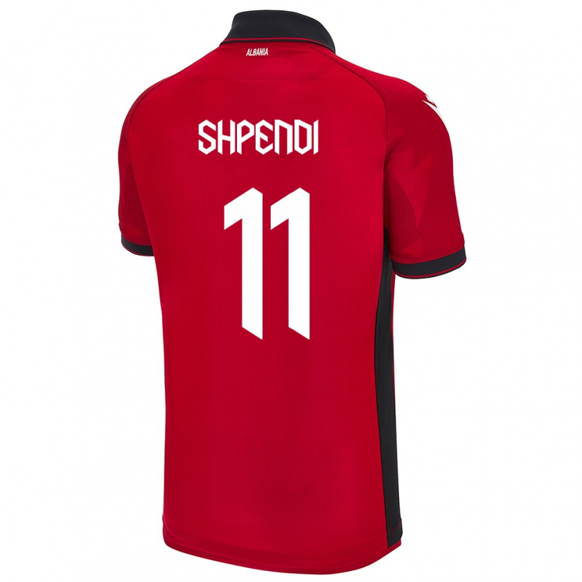 Kandiny Niño Camiseta Albania Stiven Shpendi #11 Rojo 1ª Equipación 24-26 La Camisa Chile