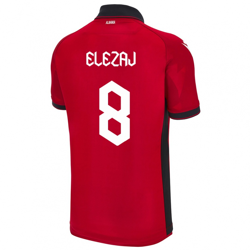 Kandiny Niño Camiseta Albania Endrina Elezaj #8 Rojo 1ª Equipación 24-26 La Camisa Chile