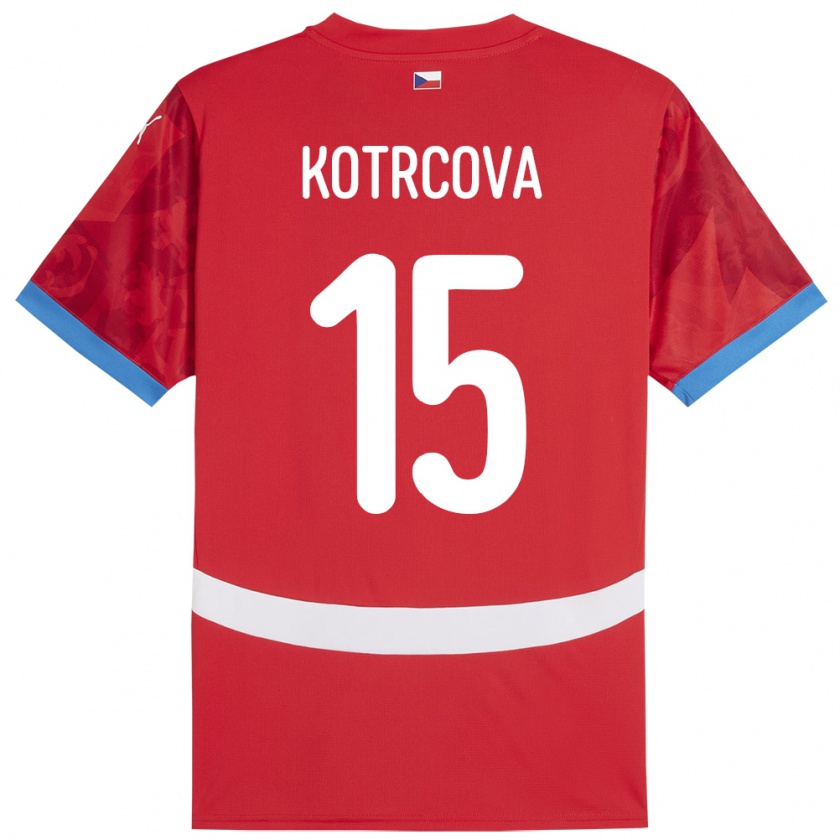 Kandiny Niño Camiseta Chequia Kateřina Kotrčová #15 Rojo 1ª Equipación 24-26 La Camisa Chile