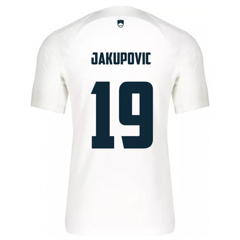 Kandiny Niño Camiseta Eslovenia Aldin Jakupovic #19 Blanco 1ª Equipación 24-26 La Camisa Chile