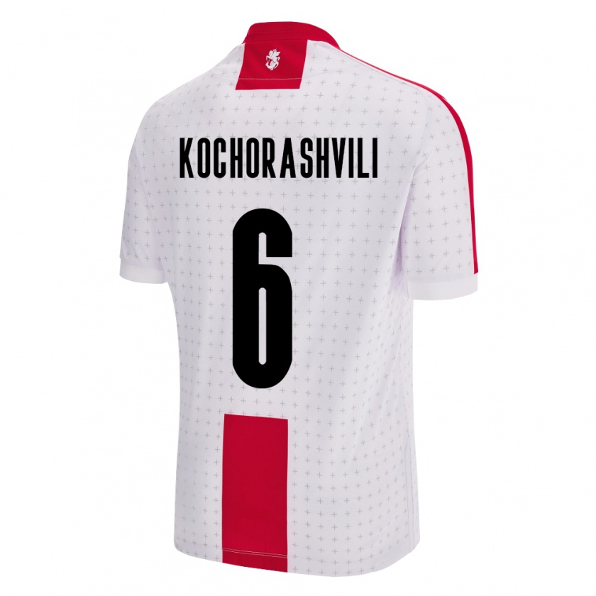 Kandiny Niño Camiseta Georgia Giorgi Kochorashvili #6 Blanco 1ª Equipación 24-26 La Camisa Chile