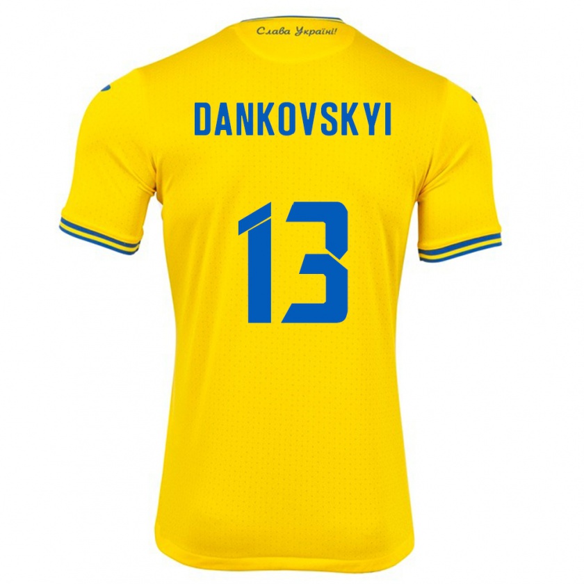 Kandiny Niño Camiseta Ucrania Yegor Dankovskyi #13 Amarillo 1ª Equipación 24-26 La Camisa Chile