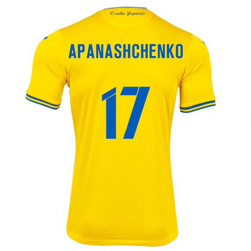 Kandiny Niño Camiseta Ucrania Daryna Apanashchenko #17 Amarillo 1ª Equipación 24-26 La Camisa Chile