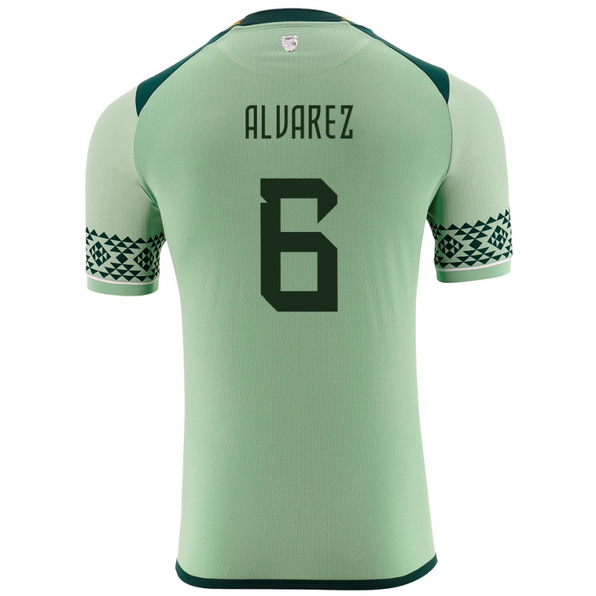 Kandiny Niño Camiseta Bolivia Eduardo Álvarez #6 Verde Claro 1ª Equipación 24-26 La Camisa Chile