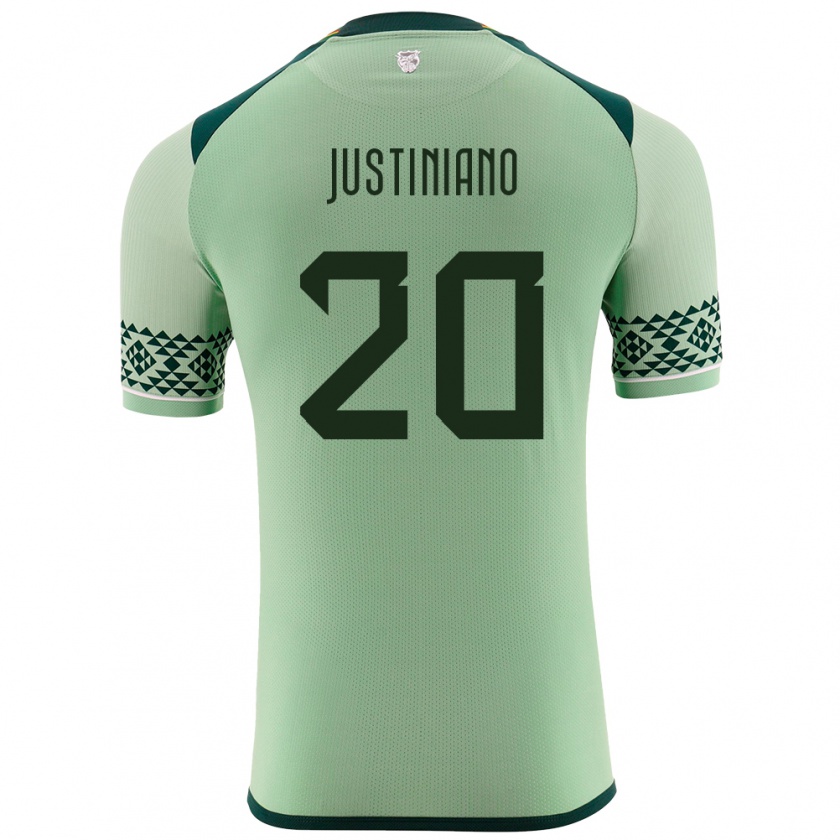 Kandiny Niño Camiseta Bolivia Leonardo Justiniano #20 Verde Claro 1ª Equipación 24-26 La Camisa Chile