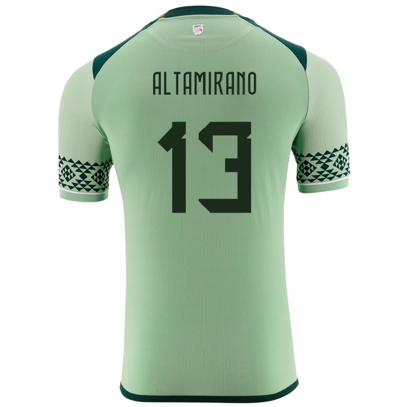 Kandiny Niño Camiseta Bolivia Sebastian Altamirano #13 Verde Claro 1ª Equipación 24-26 La Camisa Chile