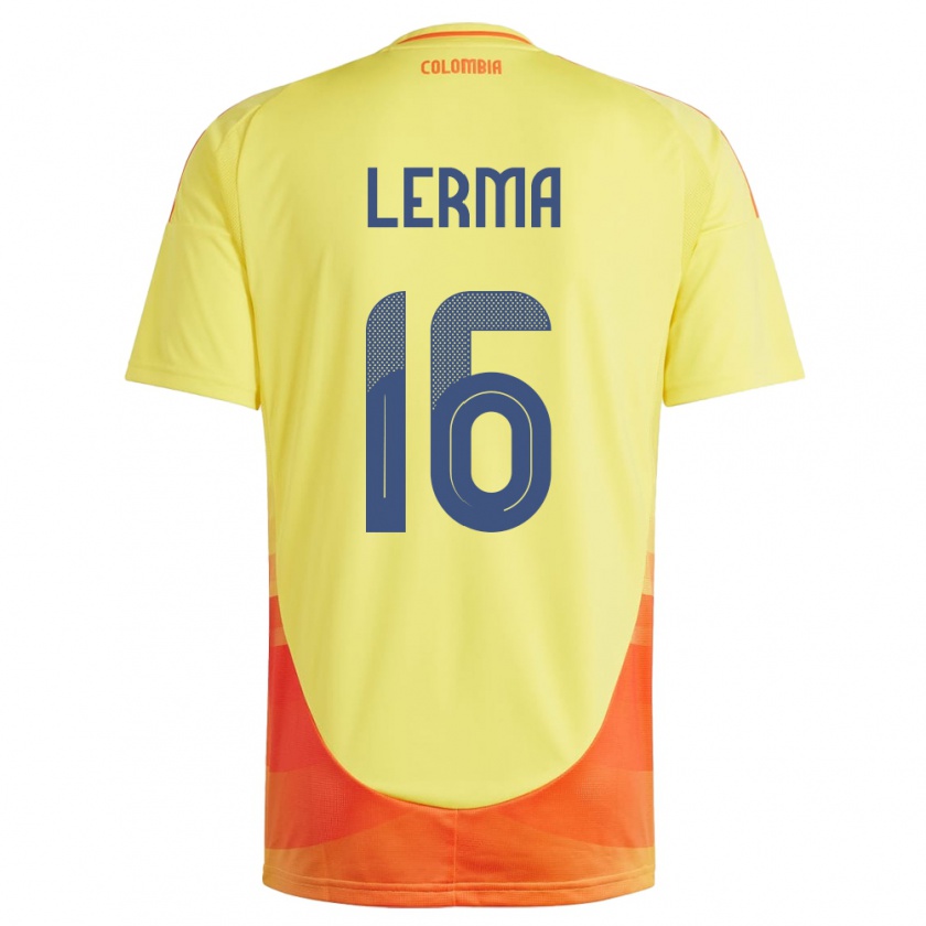 Kandiny Niño Camiseta Colombia Jefferson Lerma #16 Amarillo 1ª Equipación 24-26 La Camisa Chile