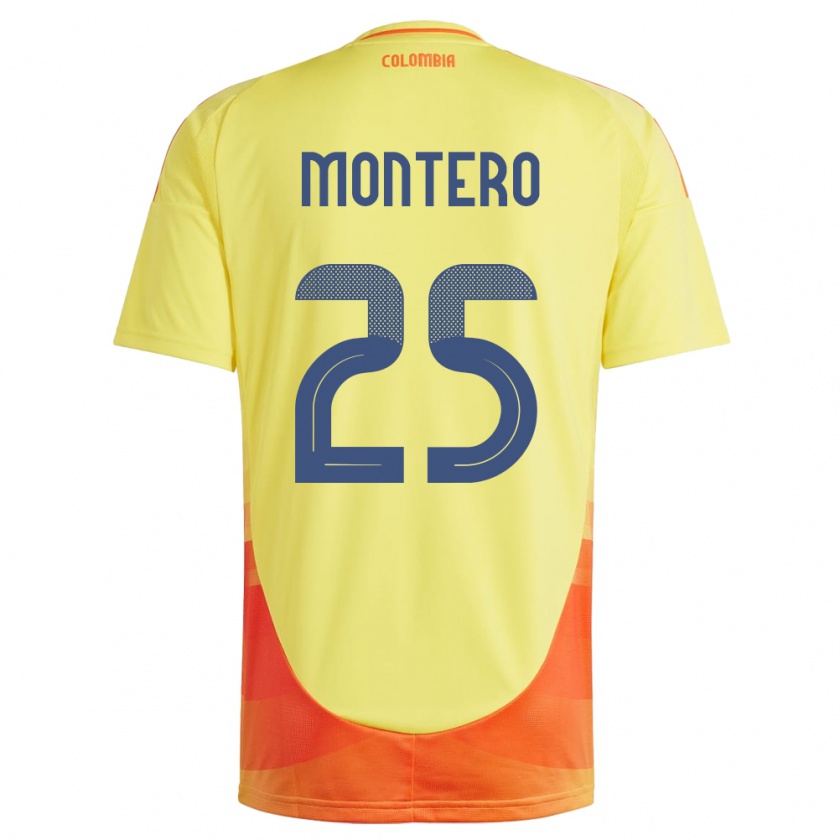 Kandiny Niño Camiseta Colombia Álvaro Montero #25 Amarillo 1ª Equipación 24-26 La Camisa Chile