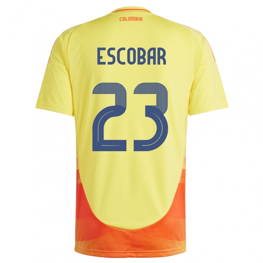 Kandiny Niño Camiseta Colombia Josen Escobar #23 Amarillo 1ª Equipación 24-26 La Camisa Chile