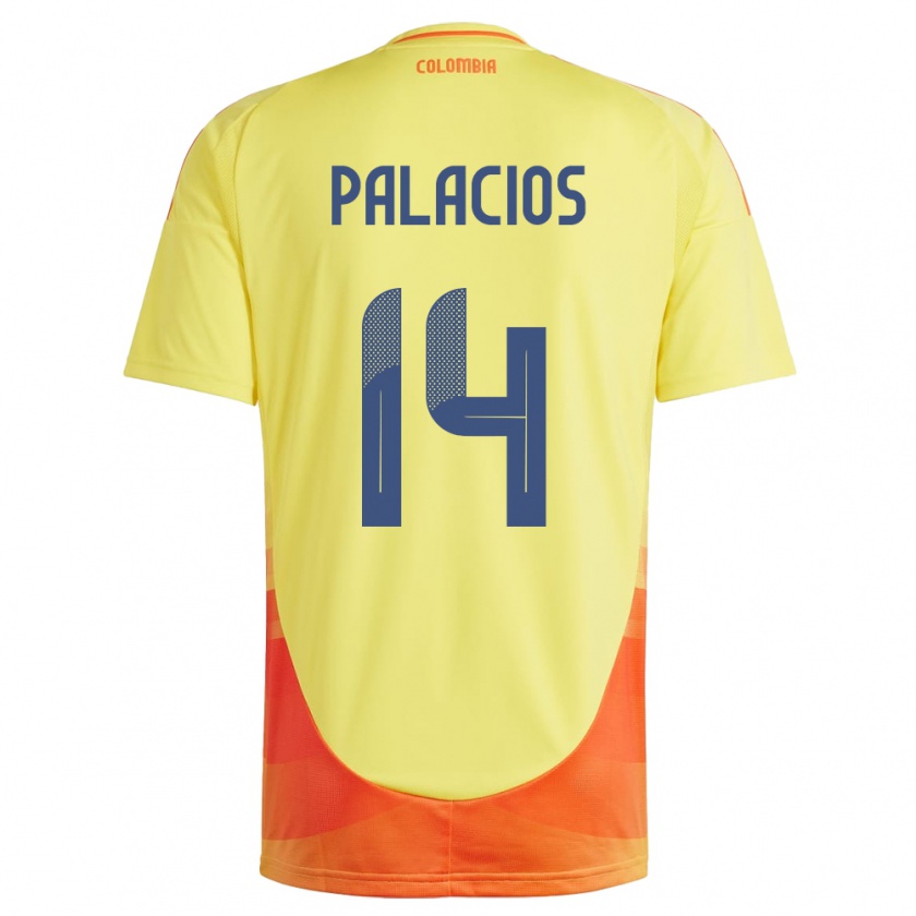 Kandiny Niño Camiseta Colombia Julián Palacios #14 Amarillo 1ª Equipación 24-26 La Camisa Chile