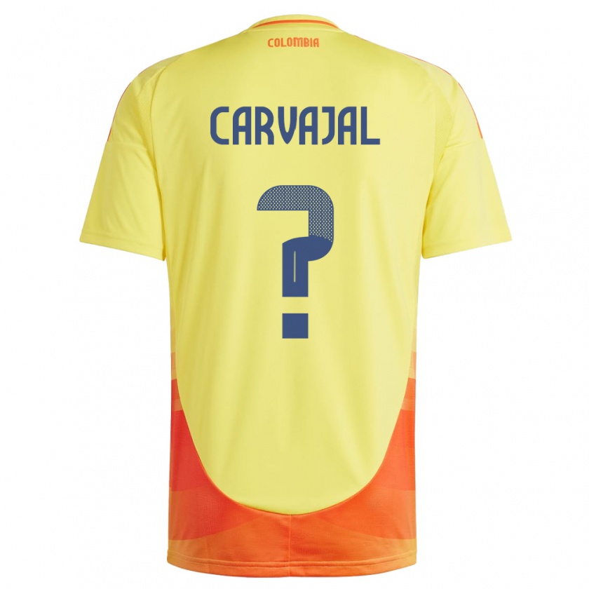 Kandiny Niño Camiseta Colombia Juan Carvajal #0 Amarillo 1ª Equipación 24-26 La Camisa Chile