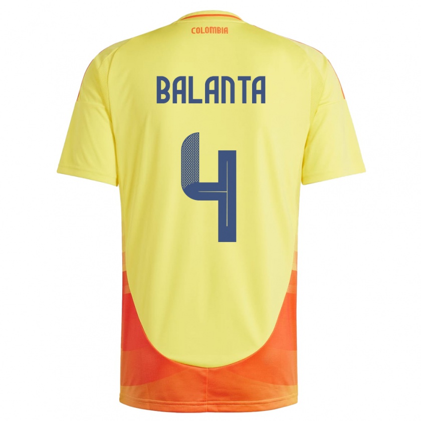 Kandiny Niño Camiseta Colombia Marlon Balanta #4 Amarillo 1ª Equipación 24-26 La Camisa Chile