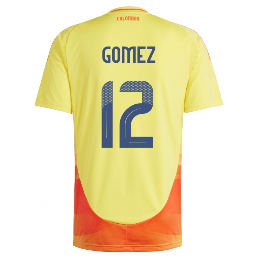 Kandiny Niño Camiseta Colombia Juan Gómez #12 Amarillo 1ª Equipación 24-26 La Camisa Chile