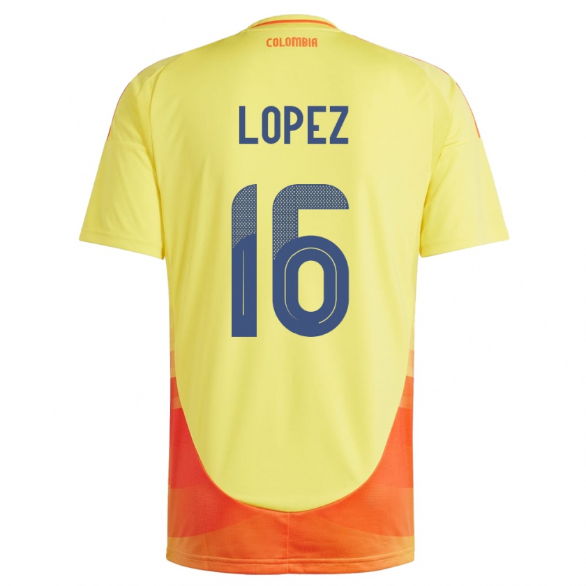 Kandiny Niño Camiseta Colombia William López #16 Amarillo 1ª Equipación 24-26 La Camisa Chile