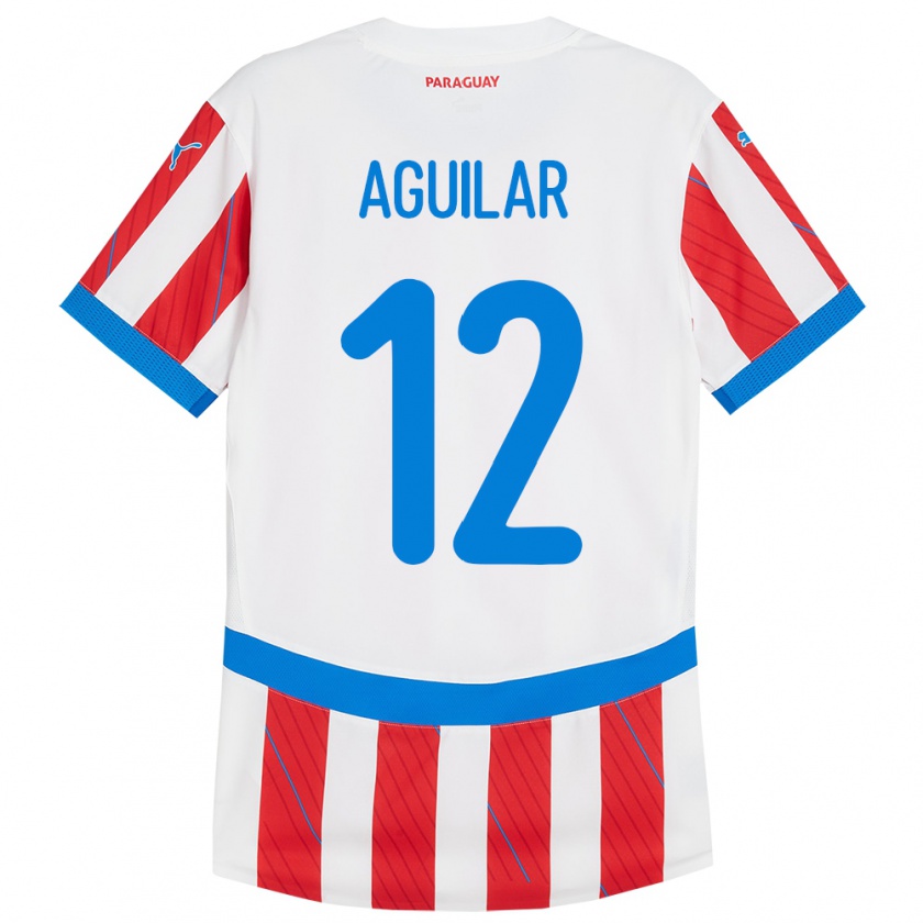 Kandiny Niño Camiseta Paraguay Alfredo Aguilar #12 Blanco Rojo 1ª Equipación 24-26 La Camisa Chile