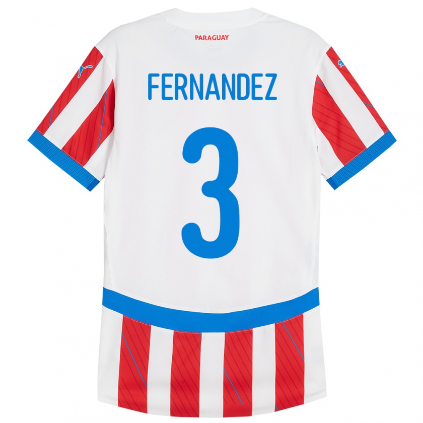 Kandiny Niño Camiseta Paraguay Roberto Fernández #3 Blanco Rojo 1ª Equipación 24-26 La Camisa Chile