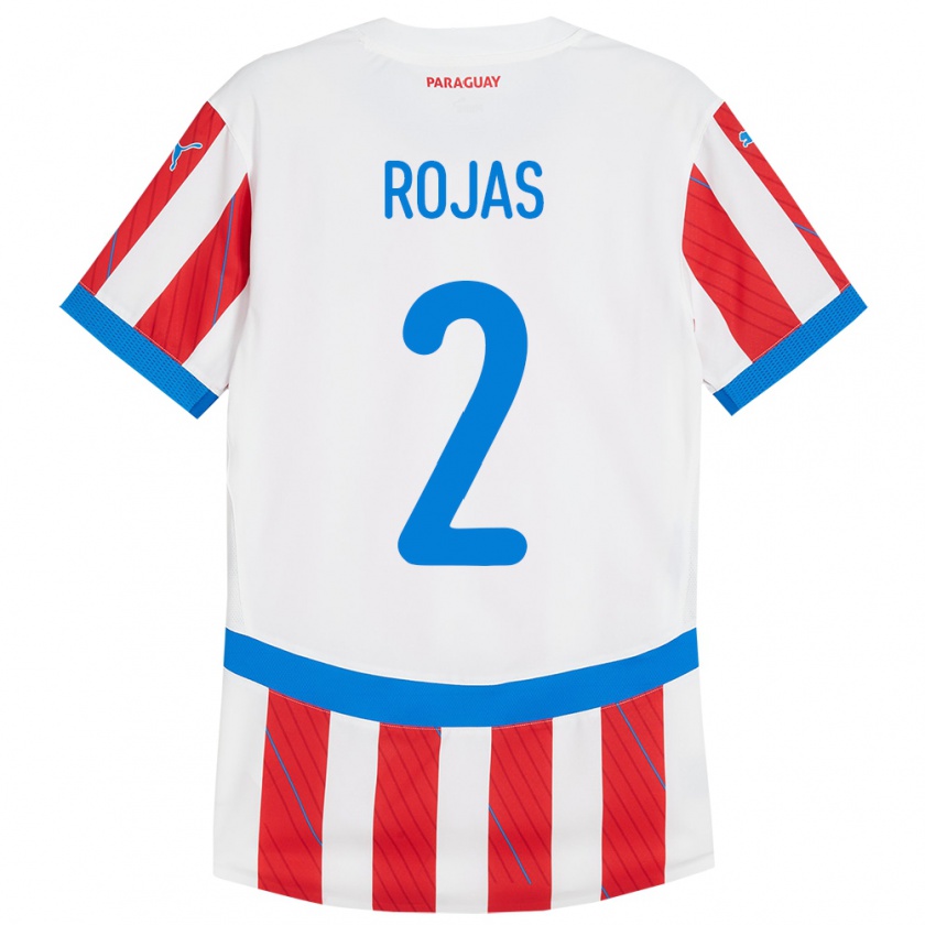 Kandiny Niño Camiseta Paraguay Robert Rojas #2 Blanco Rojo 1ª Equipación 24-26 La Camisa Chile