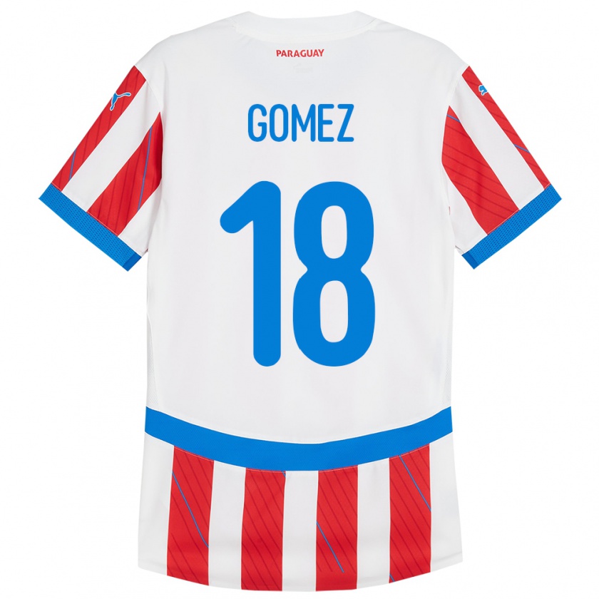 Kandiny Niño Camiseta Paraguay Diego Gómez #18 Blanco Rojo 1ª Equipación 24-26 La Camisa Chile