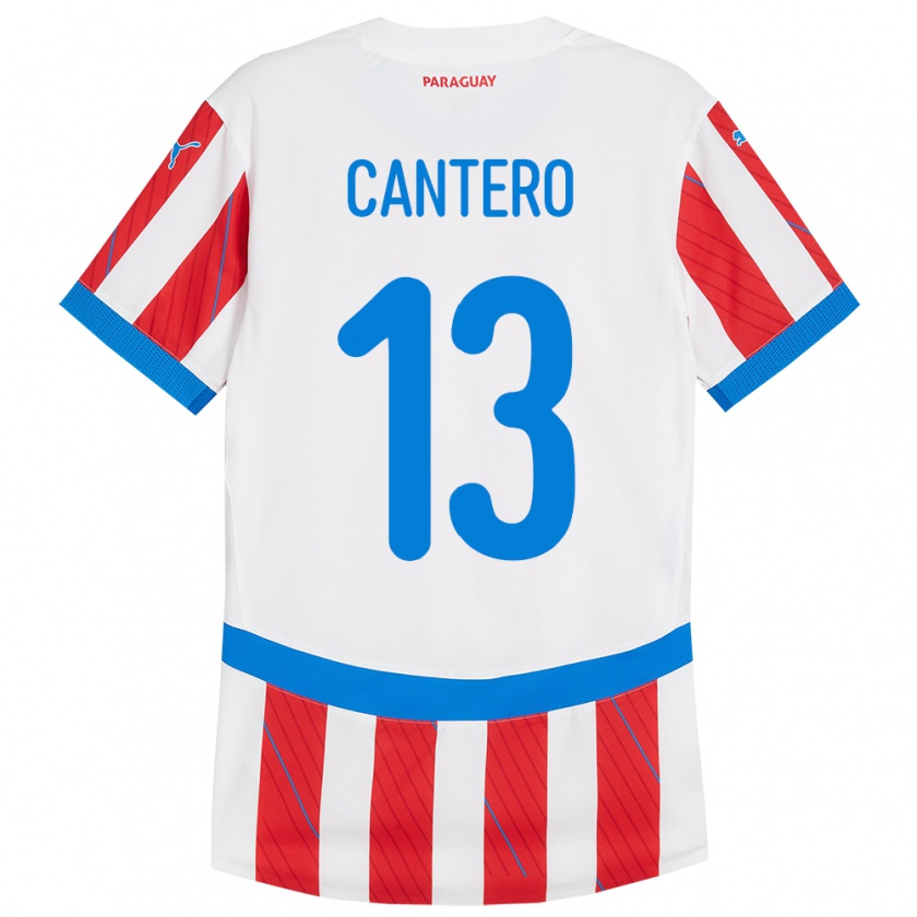 Kandiny Niño Camiseta Paraguay Alexis Cantero #13 Blanco Rojo 1ª Equipación 24-26 La Camisa Chile