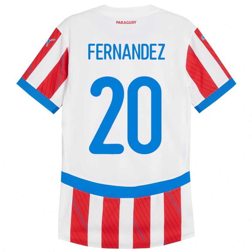 Kandiny Niño Camiseta Paraguay Marcelo Fernández #20 Blanco Rojo 1ª Equipación 24-26 La Camisa Chile