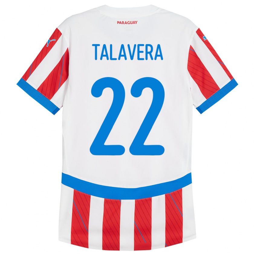 Kandiny Niño Camiseta Paraguay Javier Talavera #22 Blanco Rojo 1ª Equipación 24-26 La Camisa Chile