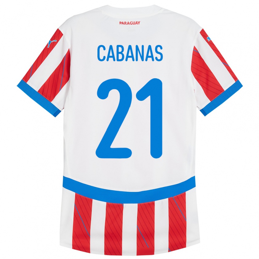 Kandiny Niño Camiseta Paraguay Víctor Cabañas #21 Blanco Rojo 1ª Equipación 24-26 La Camisa Chile