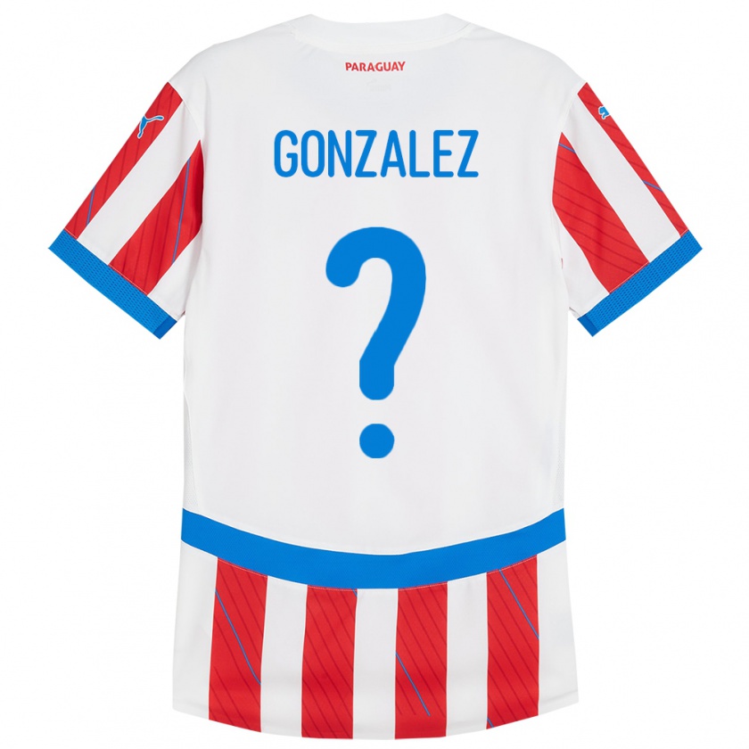 Kandiny Niño Camiseta Paraguay Antonio González #0 Blanco Rojo 1ª Equipación 24-26 La Camisa Chile