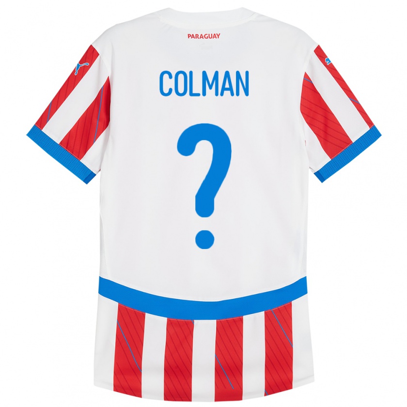 Kandiny Niño Camiseta Paraguay Orlando Colmán #0 Blanco Rojo 1ª Equipación 24-26 La Camisa Chile