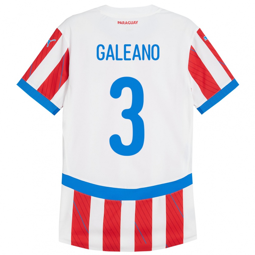 Kandiny Niño Camiseta Paraguay Fernando Galeano #3 Blanco Rojo 1ª Equipación 24-26 La Camisa Chile