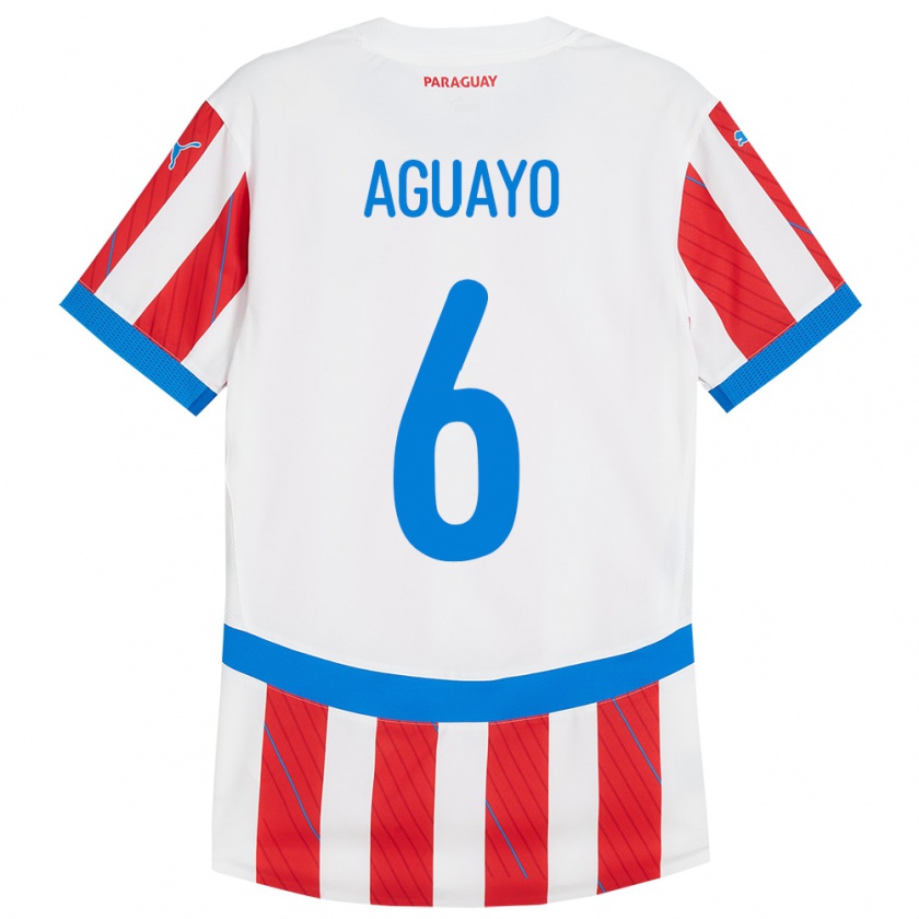 Kandiny Niño Camiseta Paraguay Ángel Aguayo #6 Blanco Rojo 1ª Equipación 24-26 La Camisa Chile