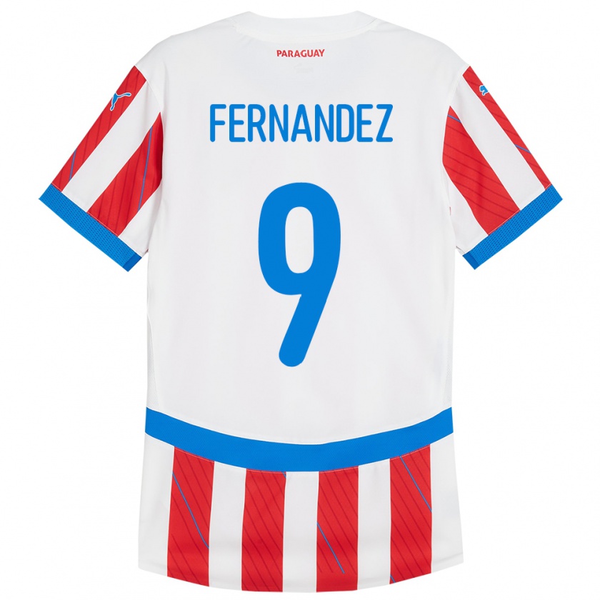 Kandiny Niño Camiseta Paraguay David Fernández #9 Blanco Rojo 1ª Equipación 24-26 La Camisa Chile