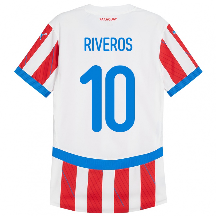 Kandiny Niño Camiseta Paraguay Paulo Riveros #10 Blanco Rojo 1ª Equipación 24-26 La Camisa Chile