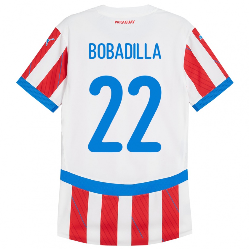 Kandiny Niño Camiseta Paraguay Dylan Bobadilla #22 Blanco Rojo 1ª Equipación 24-26 La Camisa Chile