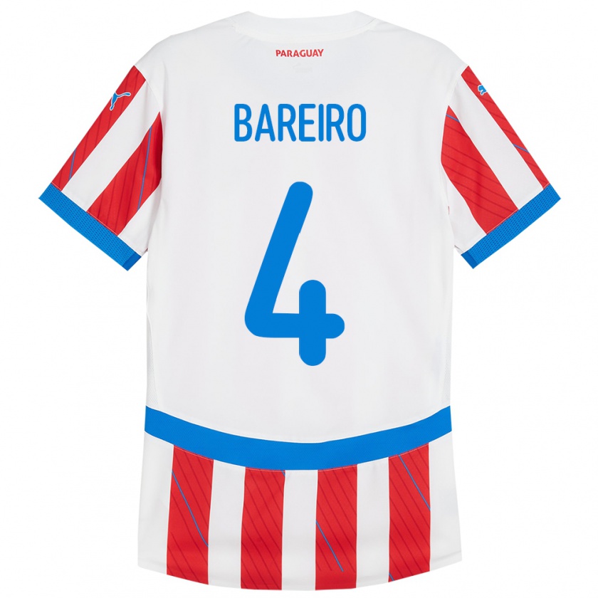 Kandiny Niño Camiseta Paraguay Daysy Bareiro #4 Blanco Rojo 1ª Equipación 24-26 La Camisa Chile