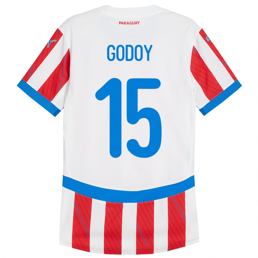 Kandiny Niño Camiseta Paraguay Fanny Godoy #15 Blanco Rojo 1ª Equipación 24-26 La Camisa Chile