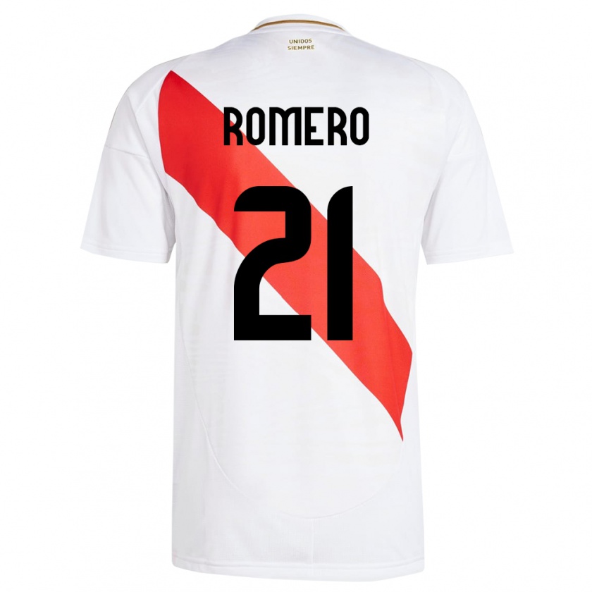 Kandiny Niño Camiseta Perú Diego Romero #21 Blanco 1ª Equipación 24-26 La Camisa Chile