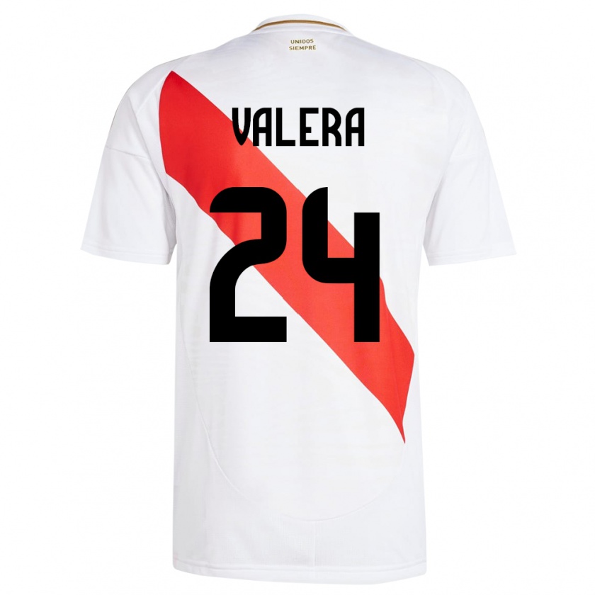 Kandiny Niño Camiseta Perú Álex Valera #24 Blanco 1ª Equipación 24-26 La Camisa Chile